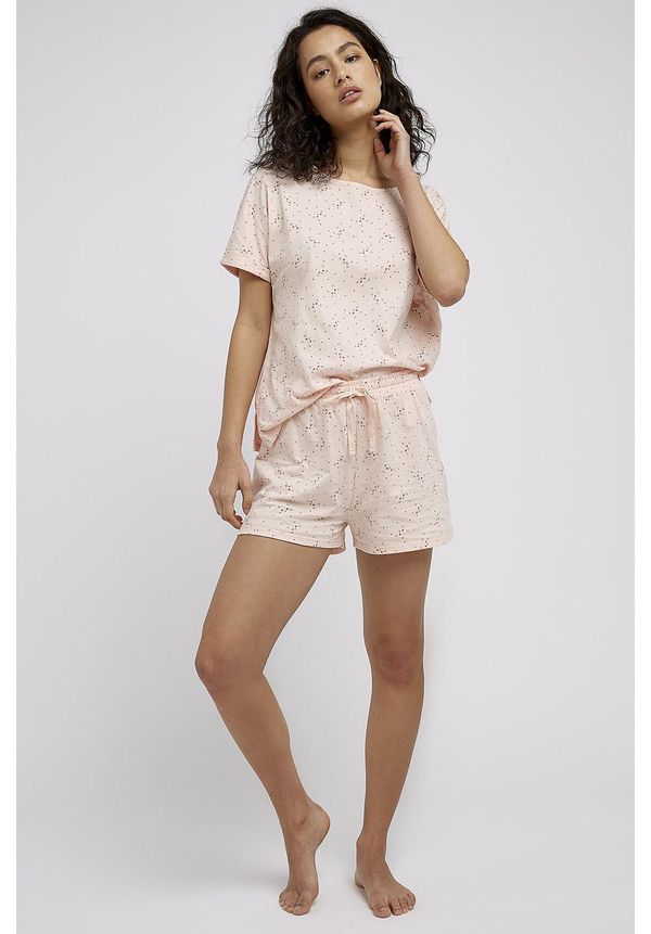 image of Cat Print Pyjama Shorts in Pink