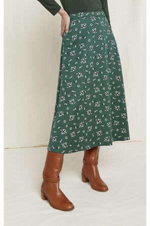 Alison Floral Skirt in Dark Green