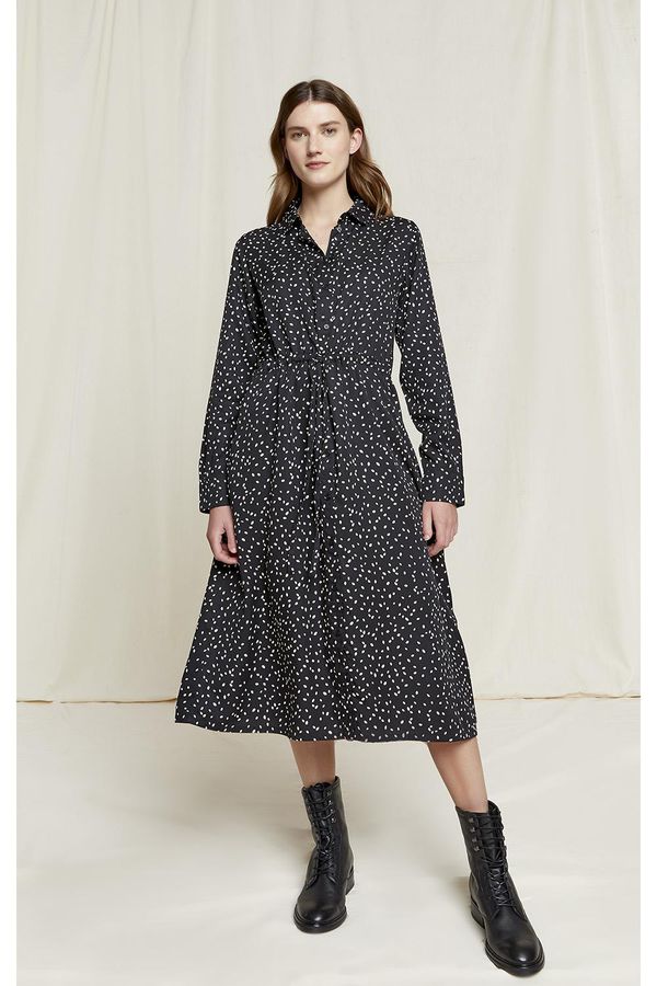 image of Audrey Leaf Print Dress in Black