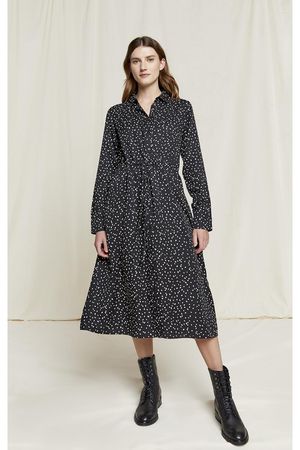 Audrey Leaf Print Dress in Black