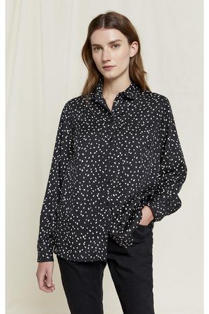 Catherine Leaf Print Shirt in Black