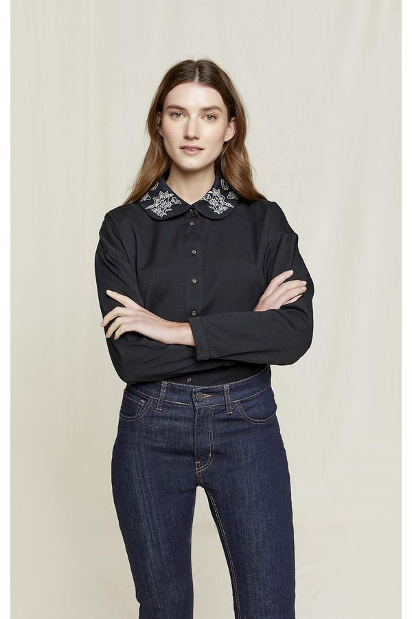image of Dina Embroidered Shirt in Black