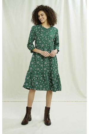 Esther Floral Dress in Dark Green