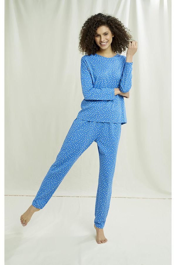 image of Hearts Long Sleeve Pyjama Top in Blue