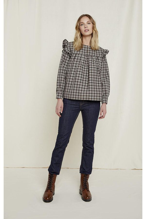 image of Helen Checked Blouse in Brown