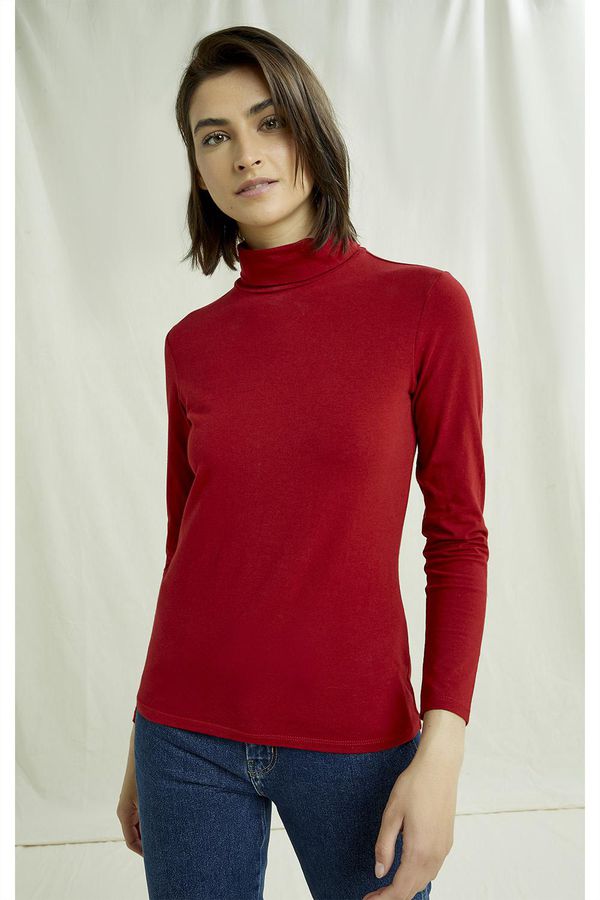 image of Laila Roll Neck Top in Red