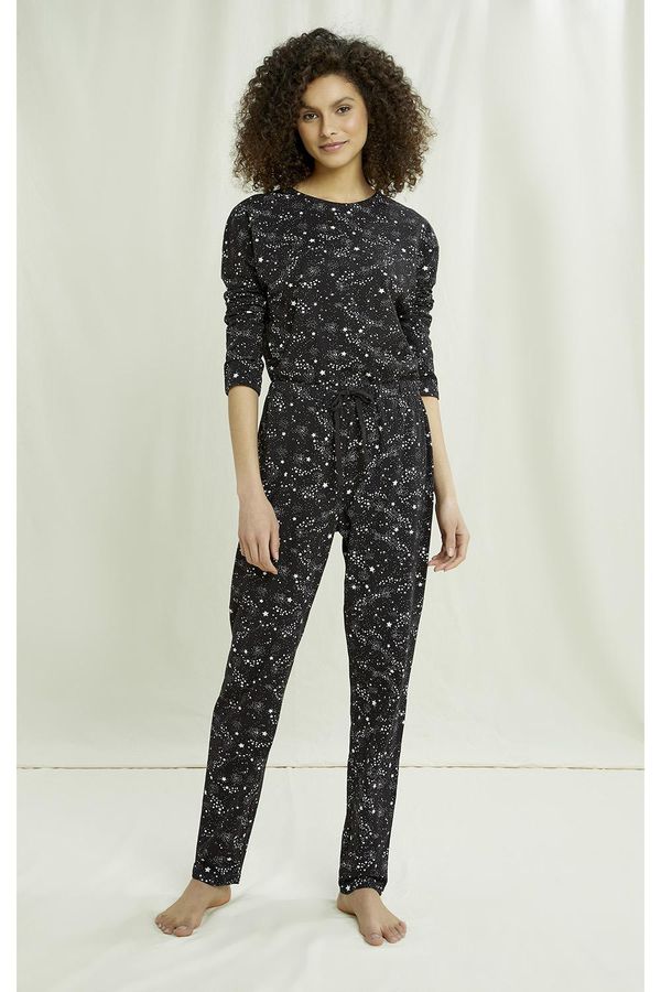 image of Stars Long Sleeve Pyjama Top in Black