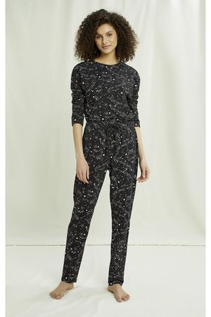 Stars Long Sleeve Pyjama Top in Black