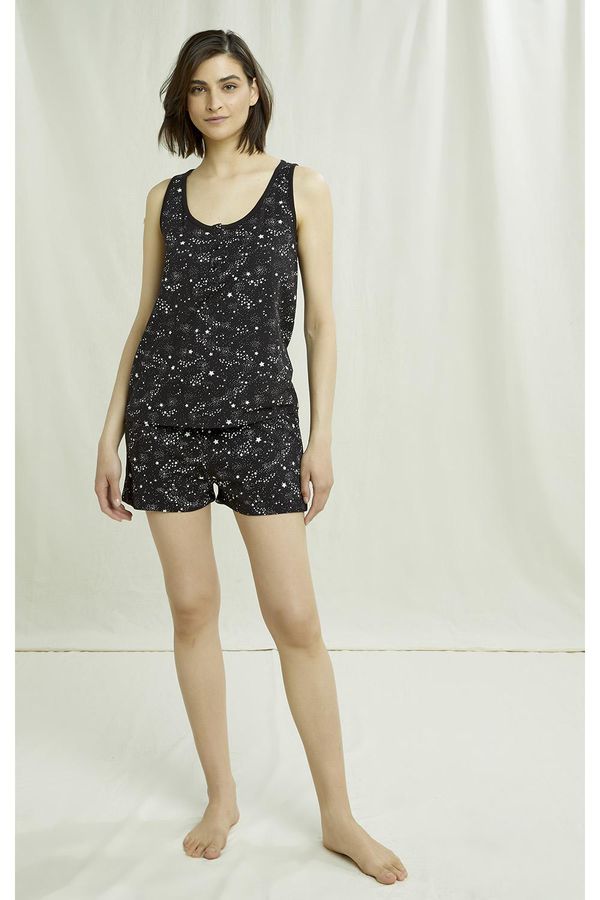 image of Stars Pyjama Vest in Black