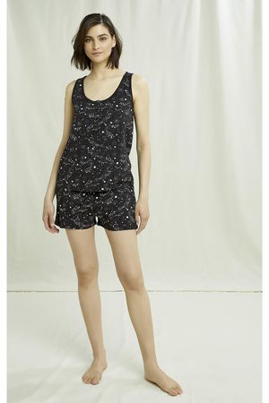 Stars Pyjama Vest in Black