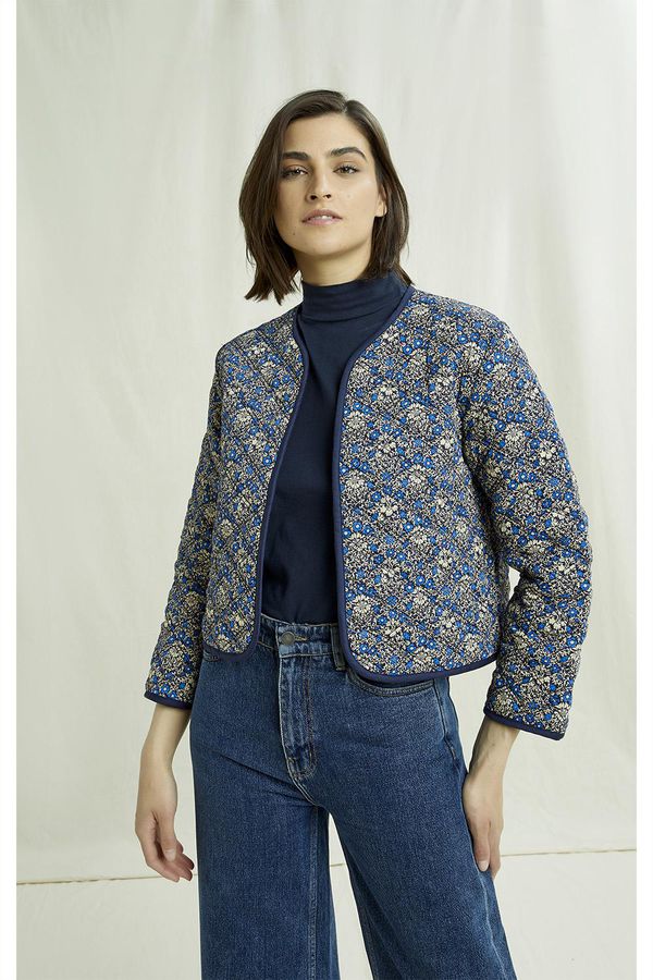 image of V&A Millefleur Quilted Jacket in Navy