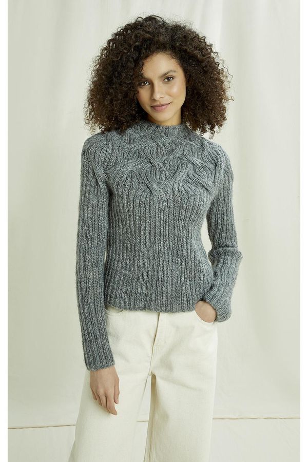 image of Yolande Hand-Knitted Jumper in Grey Wool
