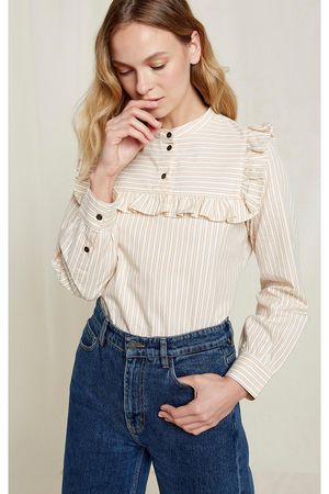 Alix Striped Blouse in Off White