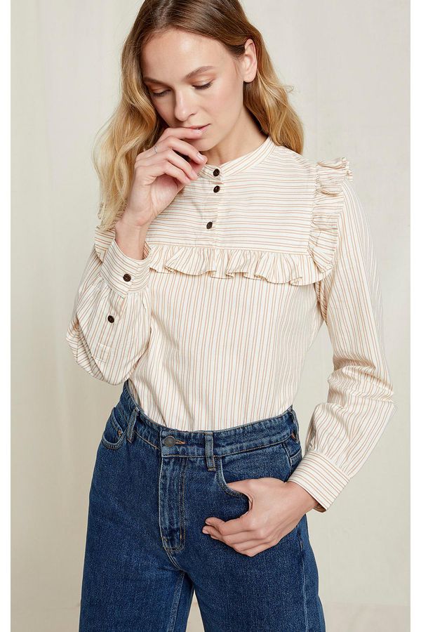 image of Alix Striped Blouse in Off White