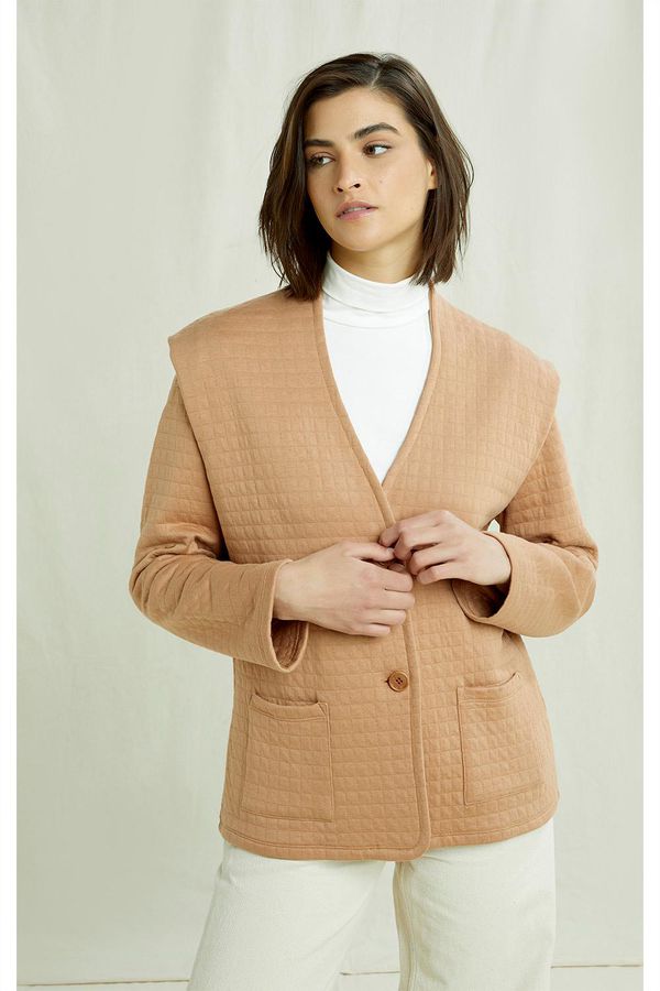 image of Anika Quilted Jacket in Camel