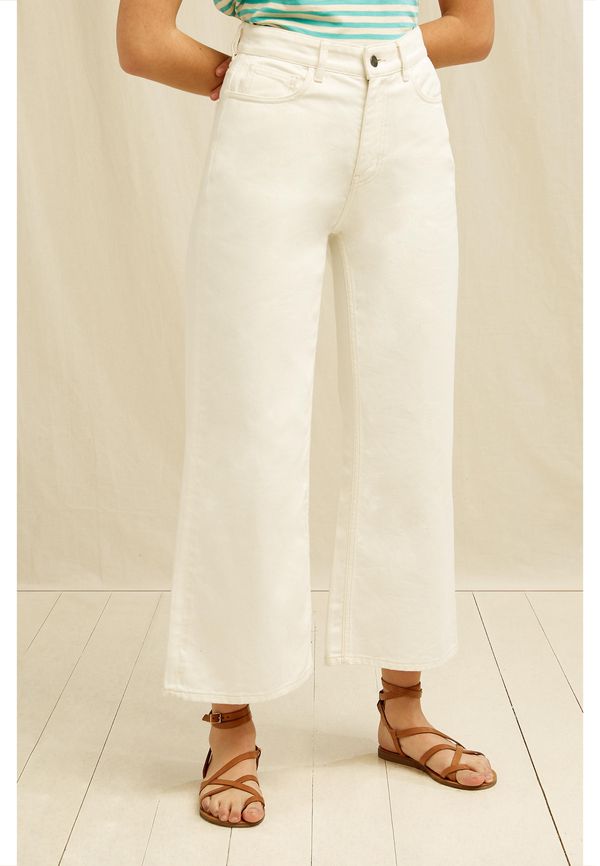 image of Ariel Wide Leg Jean in Cream