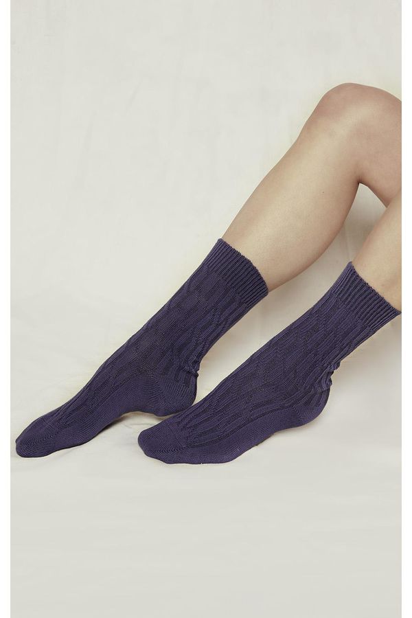 image of Cable Socks in Blue