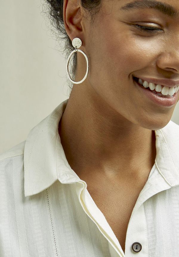 image of Circle Drop Earrings in Silver