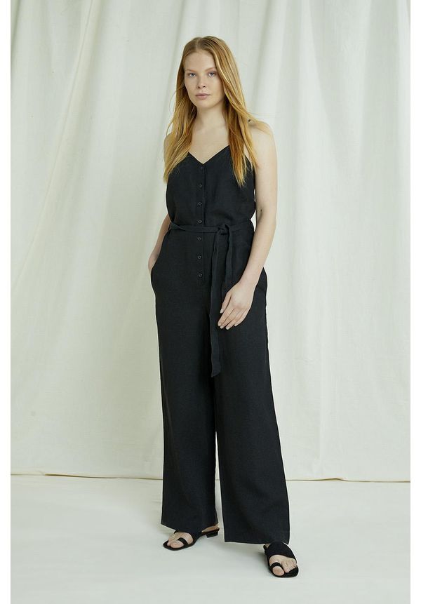 image of Clara Linen Jumpsuit in Black