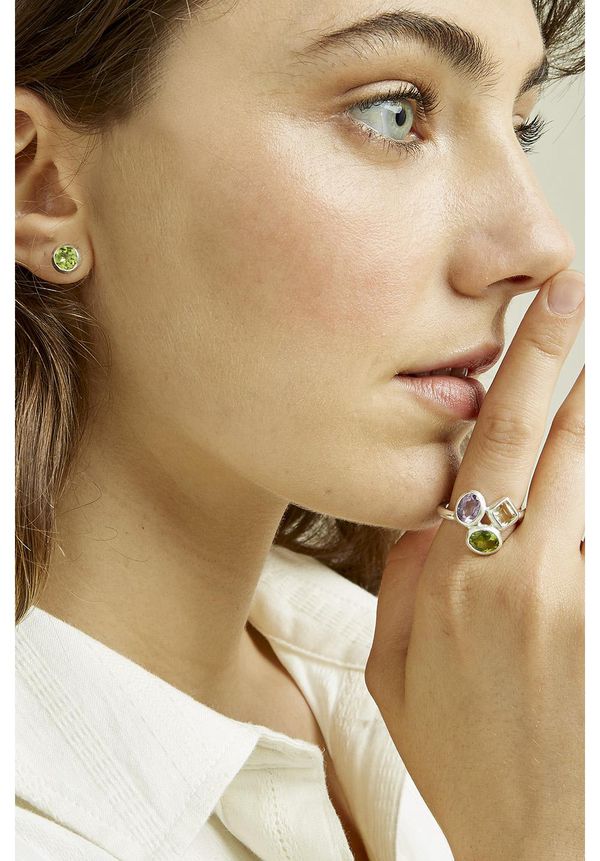 image of Golden Quartz Cluster Ring in Silver