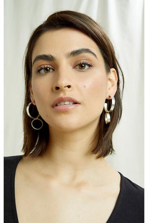 Double Circle Earrings in Silver