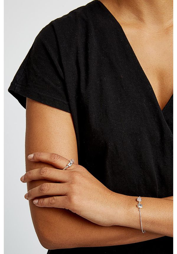 image of Double Stone Bracelet in Silver