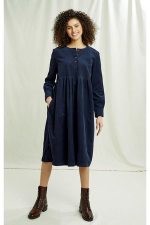Freja Corduroy Dress in Navy