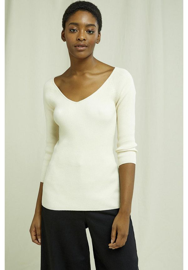 image of Gabriela V Neck Jumper in Cream
