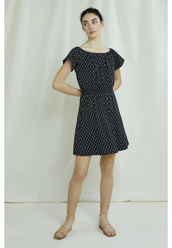 image of Ingrid Ikat Print Dress in Black