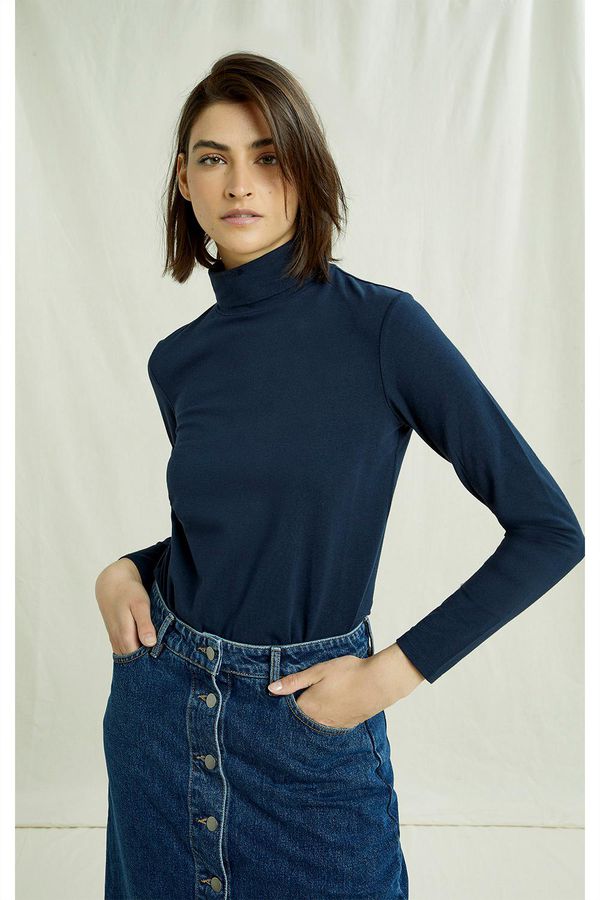 image of Laila Roll Neck Top in Navy