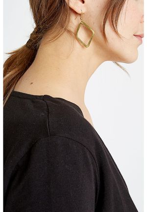 Large Diamond Shaped Earrings in Brass