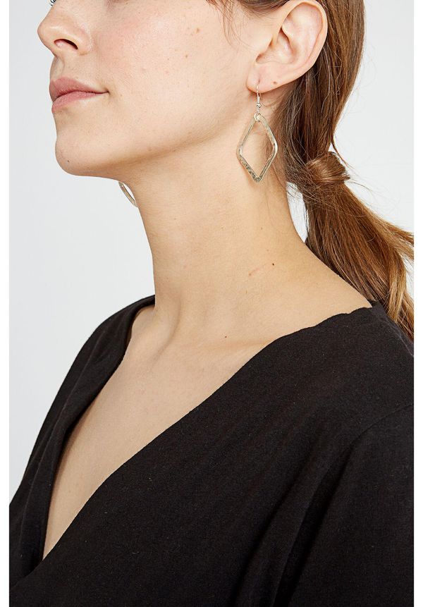 image of Large Diamond Shaped Earrings in Silver