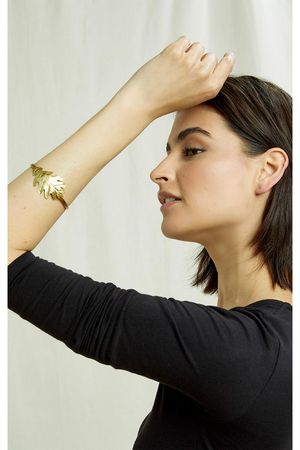 Leaf Bangle In Brass Brass