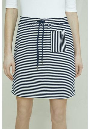 Leia Stripe Skirt in Navy and White