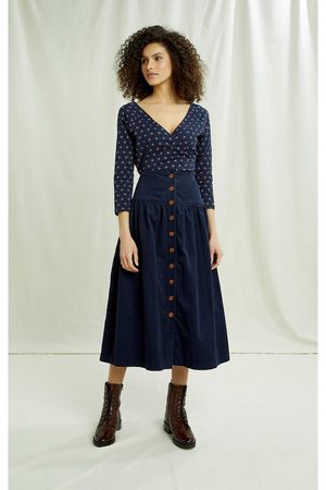 Marion Corduroy Skirt in Navy