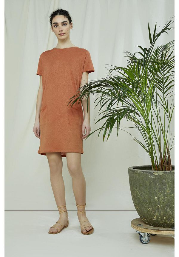 image of Phoebe Linen Dress in Brown