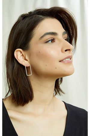 Rectangle Hollow Earring in Silver