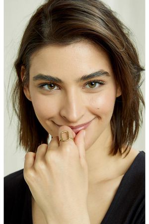 Rectangle Hollow Ring in Brass