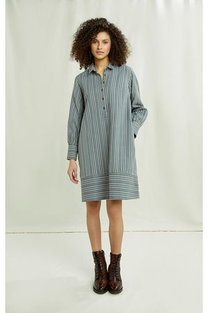 Roberta Striped Dress in Grey