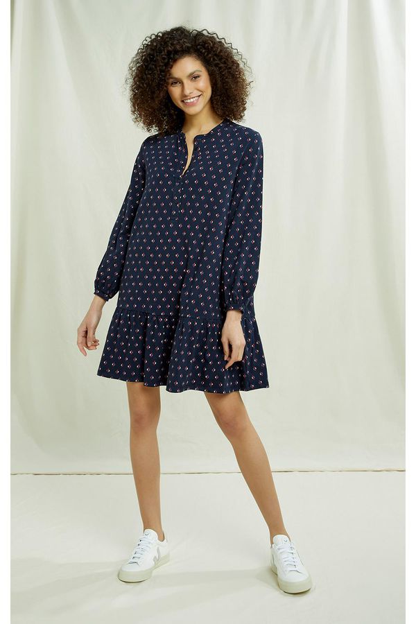image of Sahana Weave Print Dress in Navy