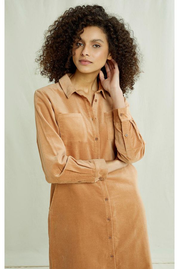 image of Seema Velvet Dress in Camel