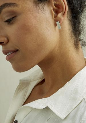 Short Bar Earrings in Silver