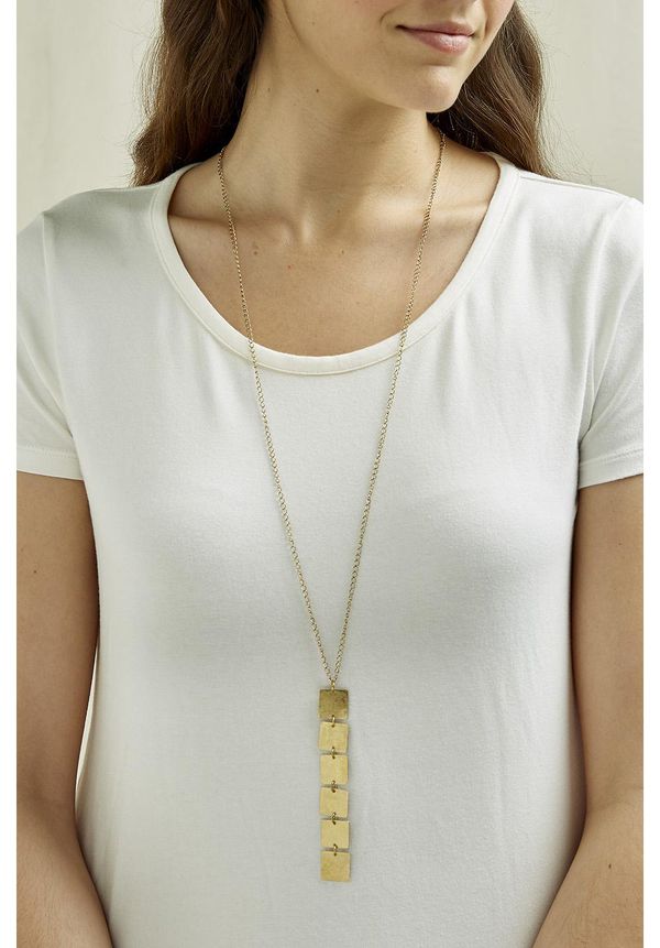image of Square Drop Necklace in Brass