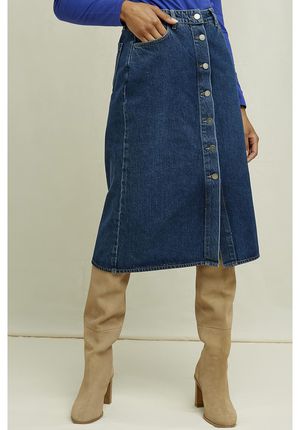 Stacey Denim Midi Skirt in Blue