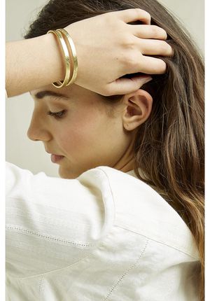 Textured Double Bangle in Brass