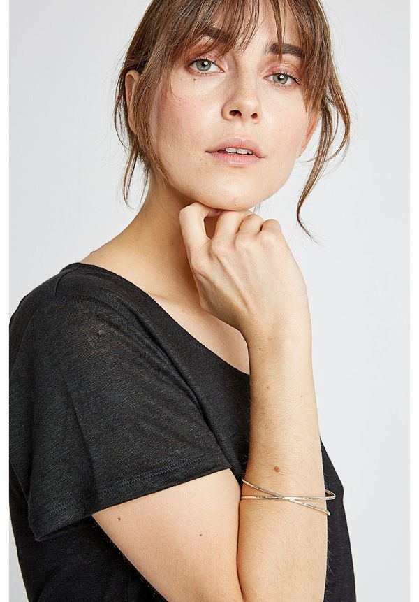 image of Twist Double Bangle in Silver