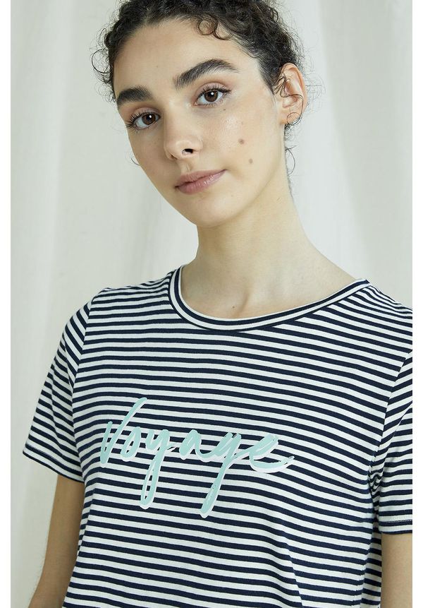 image of Voyage Stripe Print Tee in Navy