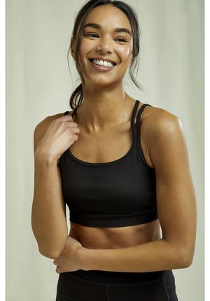 Yoga Y-Back Crop Top in Black