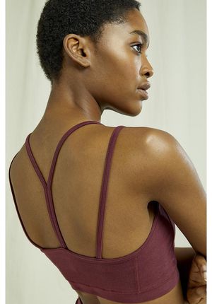 Yoga Y-Back Crop Top in Burgundy