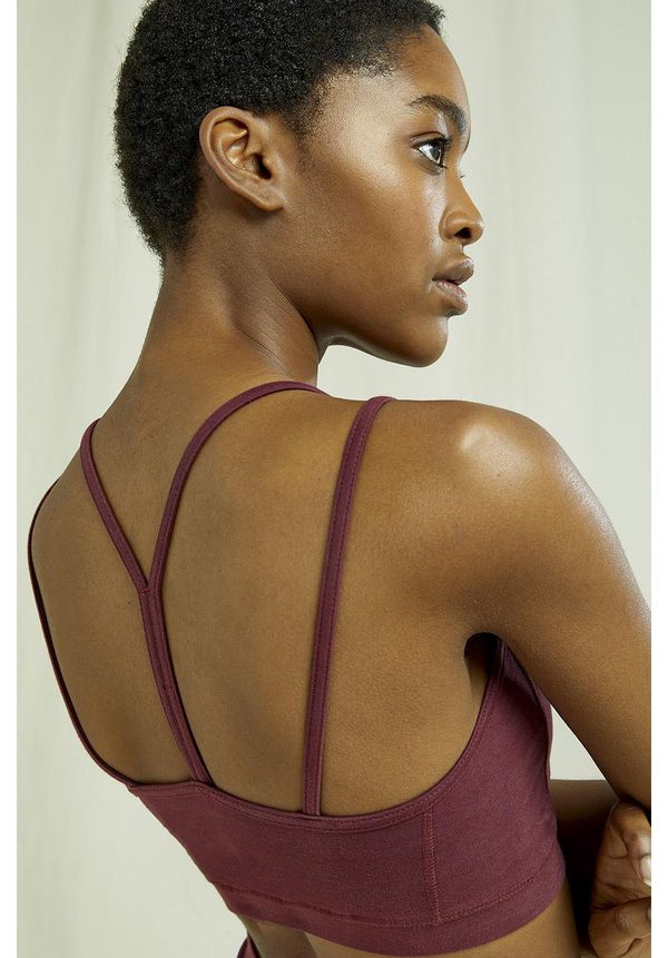 image of Yoga Y-Back Crop Top in Burgundy
